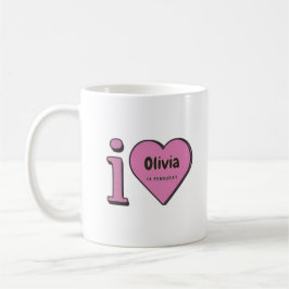 Caneca De Café Eu Te Amo Olivia, Presente Dia de os namorados Par