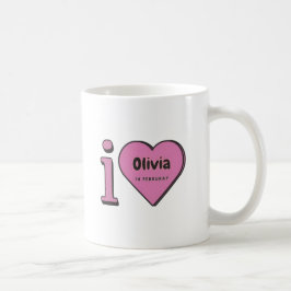 Caneca De Café Eu Te Amo Olivia, Presente Dia de os namorados Par