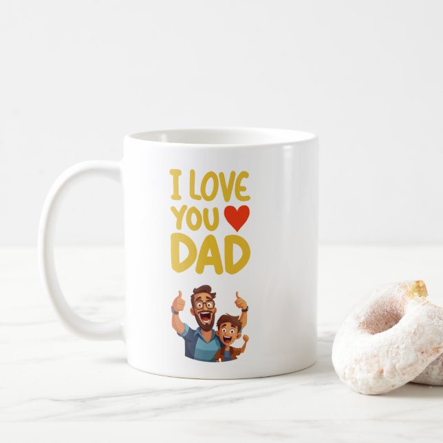 Caneca De Café Eu Te Amo, Pai E Mãe (Com Donut)