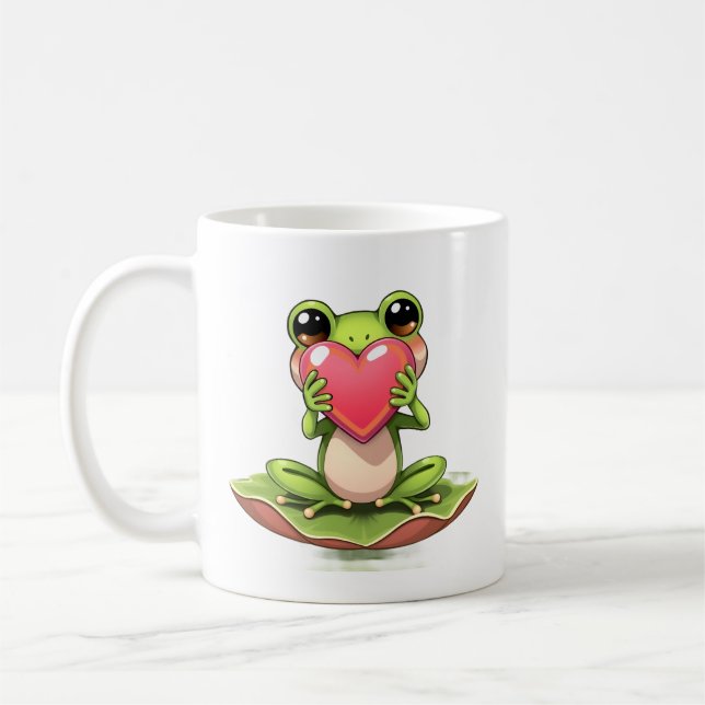 Caneca De Café Eu Te Amo | Sapo Chibi Personalizado (Esquerda)