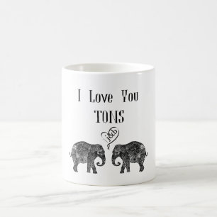 Caneca De Café EU TE AMO TONELADAS/Arte Elefante/Casamento Person