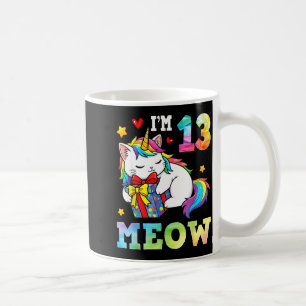 Caneca De Café Eu Tenho 13 Anos de Idade Gato Unicórnio Meow Aniv