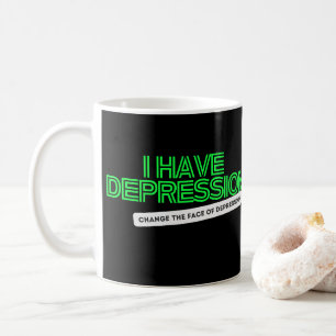 Caneca De Café Eu Tenho Depressão Neon Black Plain CTFOD Mug