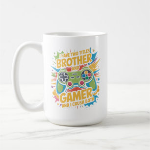 Caneca De Café Eu tenho dois títulos irmão e garoto gamer Kids 