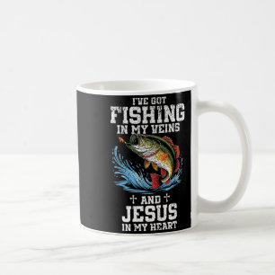 Caneca De Café Eu Tenho Pesca Nas Minhas Veias E Jesus No Meu Cor