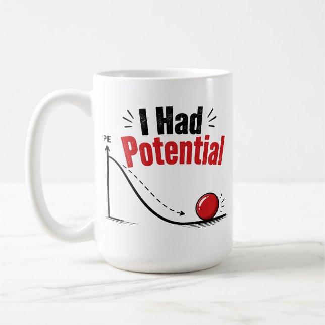 Caneca De Café Eu Tinha Humor de Física Potencial (Esquerda)