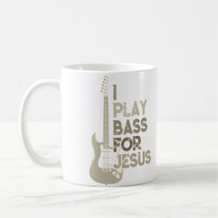 Caneca De Café Eu Toço Baixo Para Jesus Cristão Guitarrista Baixo