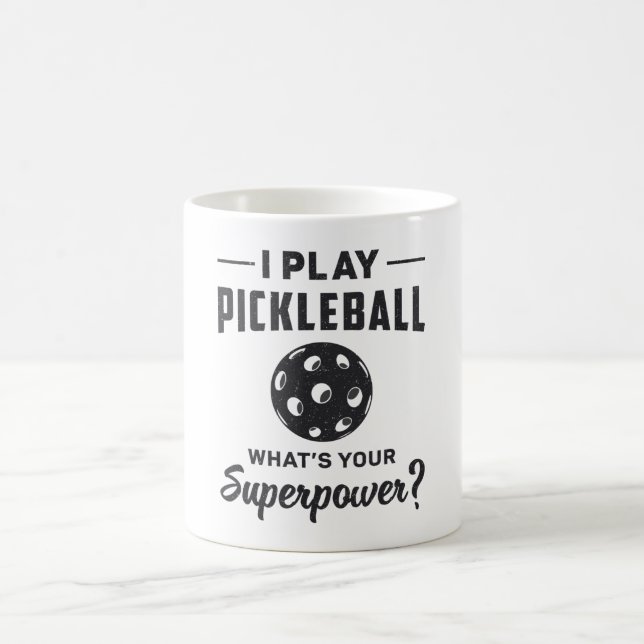 Caneca De Café Eu toco Pickleball O que é o seu Super Poder Ball  (Centro)