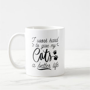 Caneca De Café Eu Trabalho Gatos Duros