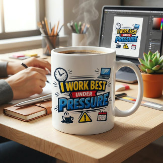 Caneca De Café Eu Trabalho Melhor Sob Pressão Prazo de Escritório