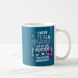 Caneca De Café Eu Uso Verde-azulado & Roxo Pelo Meu Filho Pre