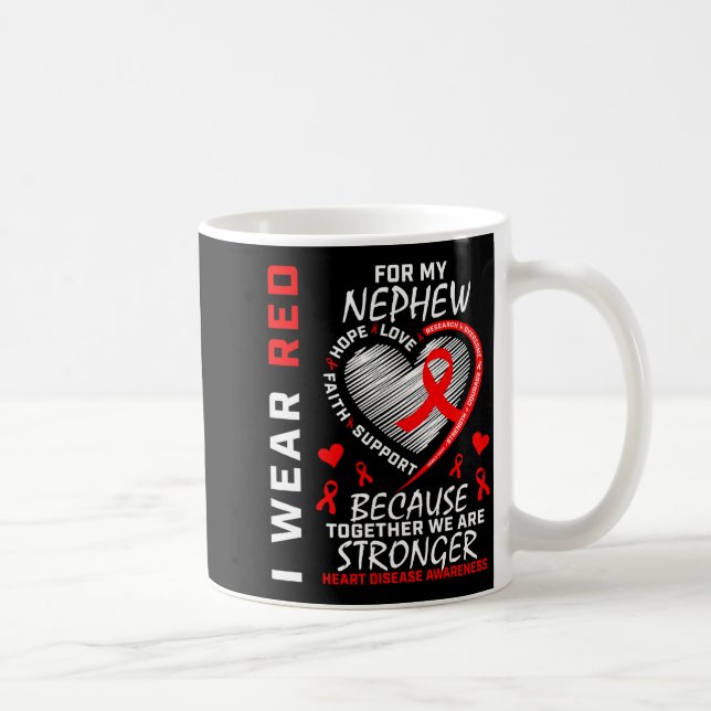 Caneca De Café Eu Uso Vermelho Para a Conscientização da Doença C (Direita)