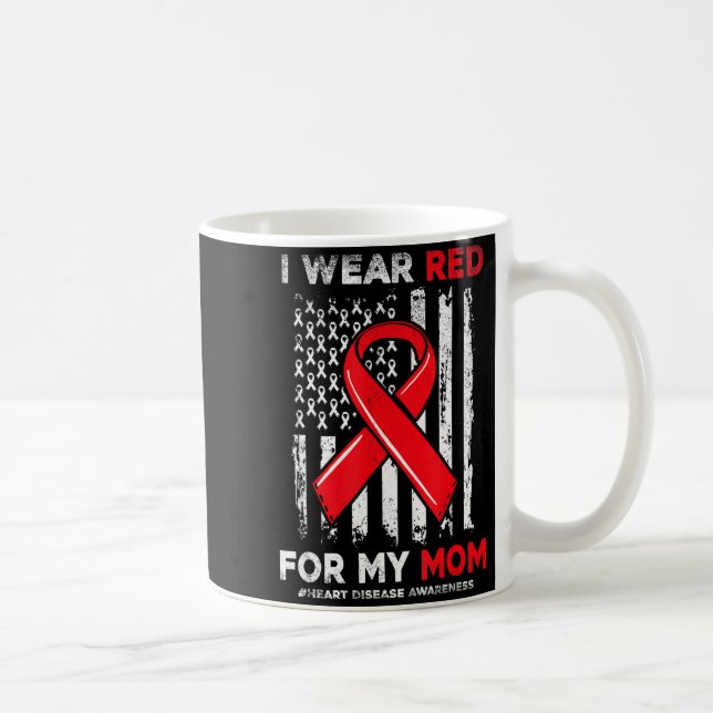 Caneca De Café Eu Uso Vermelho Para a Minha Mãe Chd Conscientizaç (Direita)