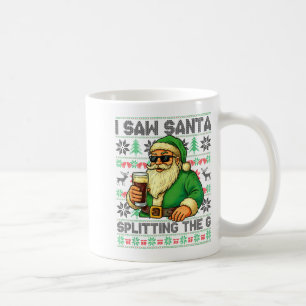 Caneca De Café Eu Vi Papai Noel Dividindo O G, Papai Noel Bebendo