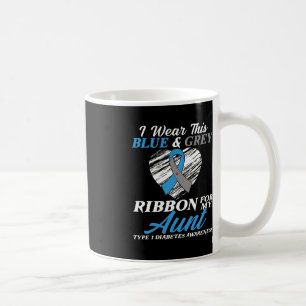 Caneca De Café Eu Visto Azul e Cinzas Para Minha Tia Tipo 1 Diabe