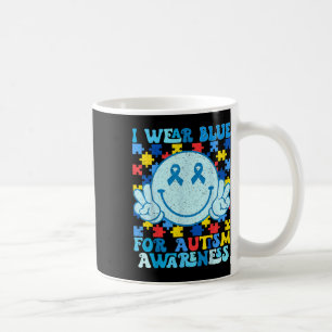 Caneca De Café Eu Visto Azul Para A Consciência Autista Mês Homen