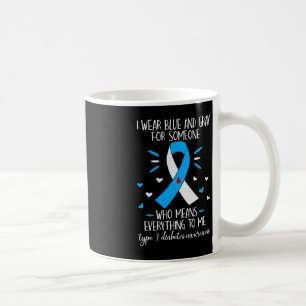 Caneca De Café Eu Visto Blue e Cinza Tipo 1 Diabetes Consciência 