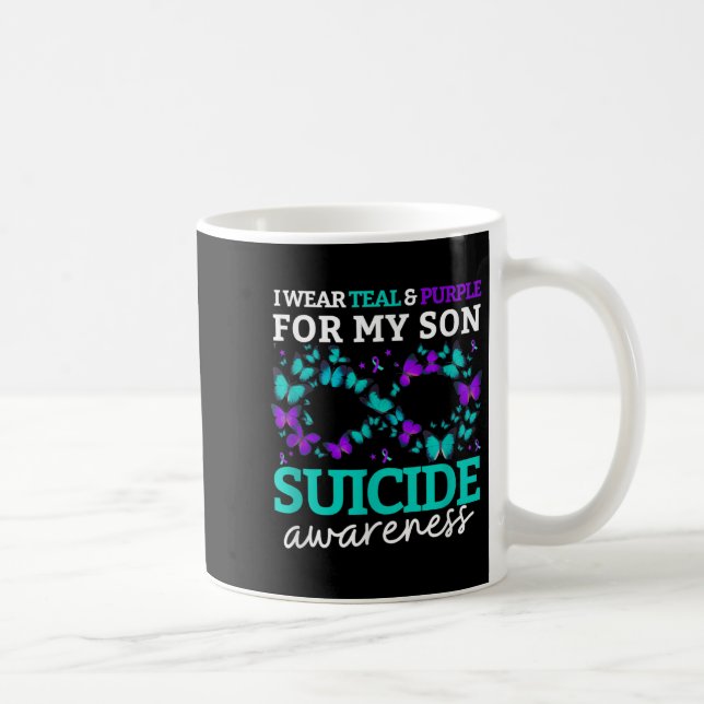 Caneca De Café Eu Visto Roxo E Teal Para O Meu Filho Suicida Prev (Direita)
