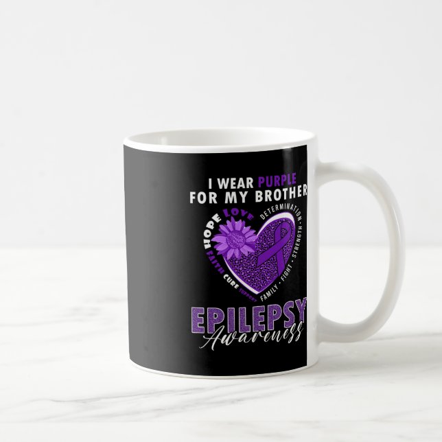 Caneca De Café Eu Visto Roxo Para Meu Irmão Epilepsia Sensibiliza (Direita)