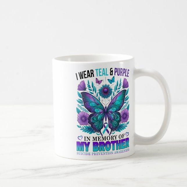 Caneca De Café Eu Visto Roxo Teal Em Memória Do Meu Irmão Suicídi (Direita)