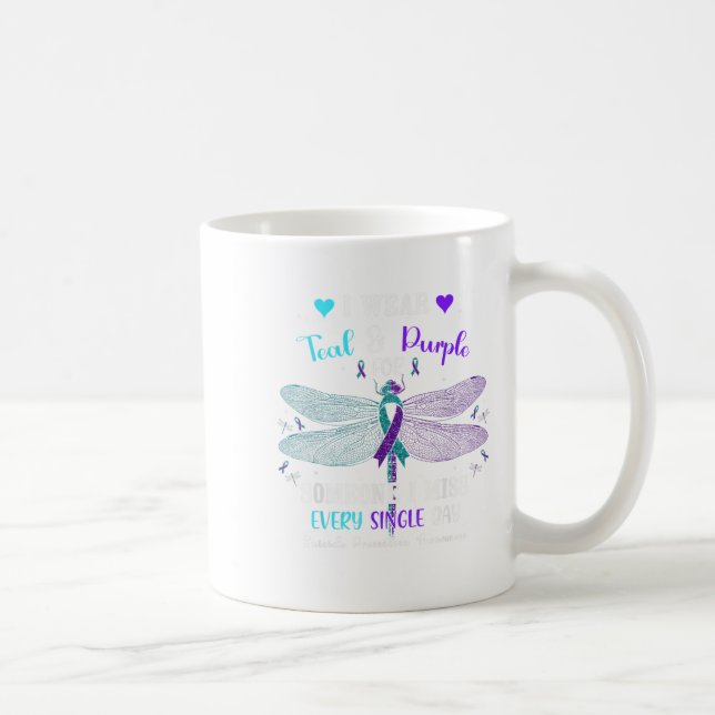 Caneca De Café Eu Visto Teal &amp; Prevenir Suicídio Púrpura Awar (Direita)
