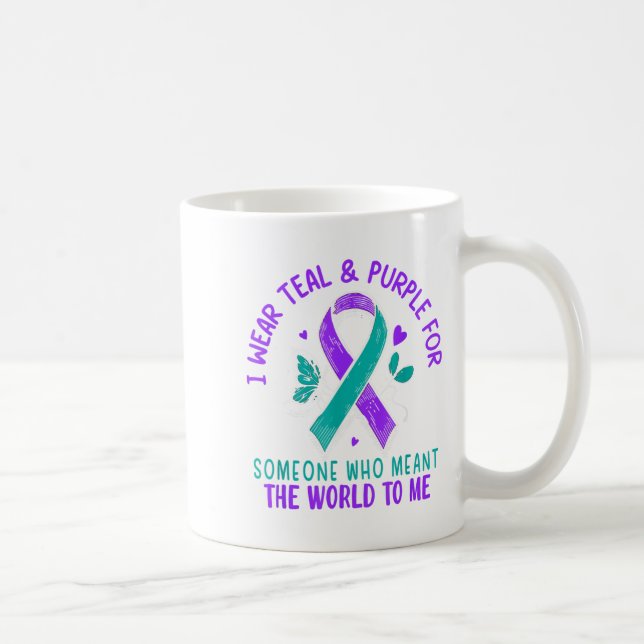 Caneca De Café Eu Visto Teal &amp; Purple Ou Alguém Que Suicida A (Direita)