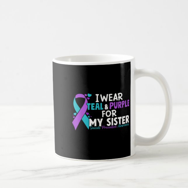 Caneca De Café Eu Visto Teal &amp; Purple Para Minha Irmã Suicídi (Direita)