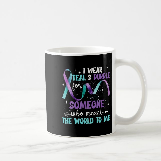 Caneca De Café Eu Visto Teal &amp; Roxo Para Alguém Que Eu Amo Su (Direita)