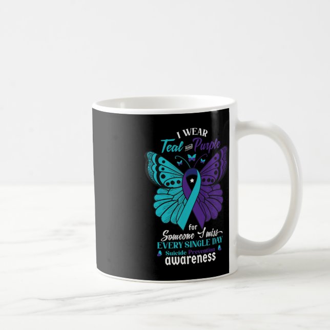 Caneca De Café Eu Visto Teal e Puro Suicídio Consciência Mental E (Direita)