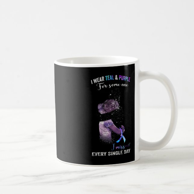 Caneca De Café Eu Visto Teal E Roxo Para A Prevenção Do Suicídio  (Direita)