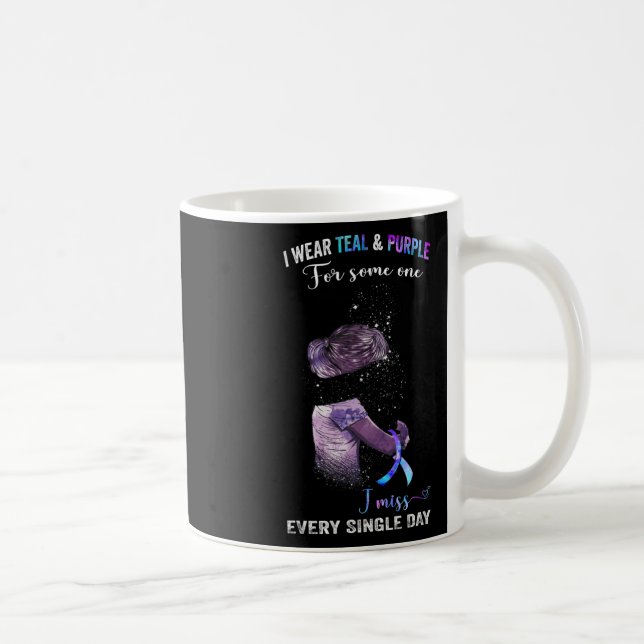 Caneca De Café Eu Visto Teal E Roxo Para A Prevenção Do Suicídio  (Direita)