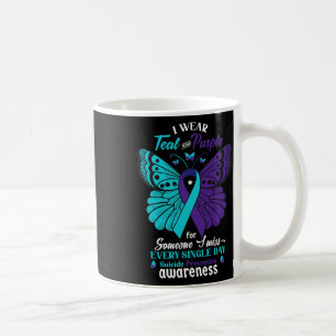 Caneca De Café Eu Visto Teal E Roxo Para Alguém Que Eu Amo Suicíd