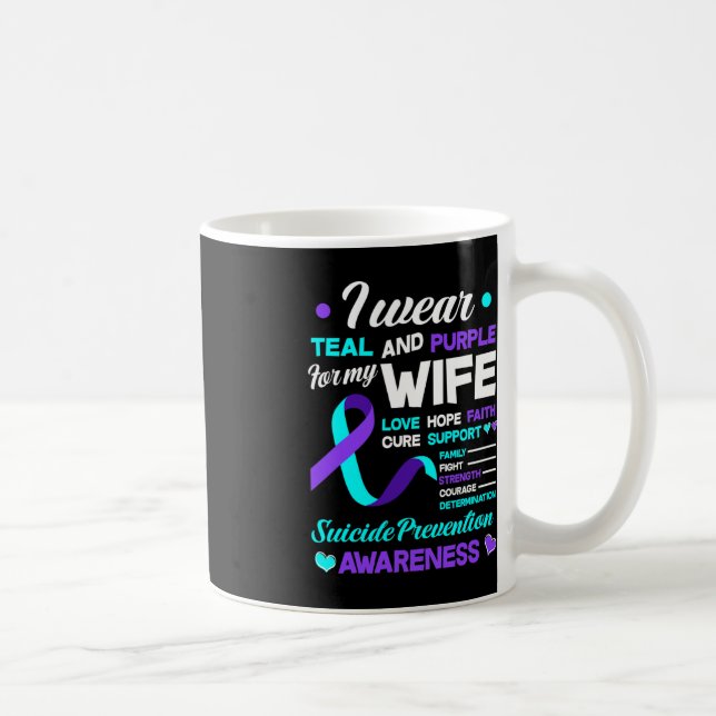 Caneca De Café Eu Visto Teal e Roxo Para Minha Esposa Evitar Suic (Direita)