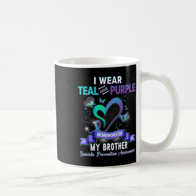 Caneca De Café Eu Visto Teal E Roxo Para O Meu Irmão Suicida Ante (Direita)