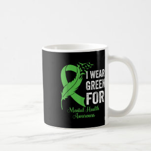Caneca De Café Eu Visto Verde Para A Consciência Mental Da Saúde