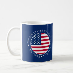 Caneca De Café EUA 4 de julho Dia da Independência 250 Anos de Li