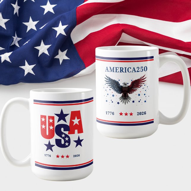 Caneca De Café EUA AMÉRICA250 Dia da Independência 1776 - 2026 (USA AMERICA250 Independence Day 1776 - 2026 Coffee Mug)