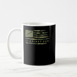 Caneca De Café EUA Camo Flag Clarinet Pai Clarinetista Silhouett