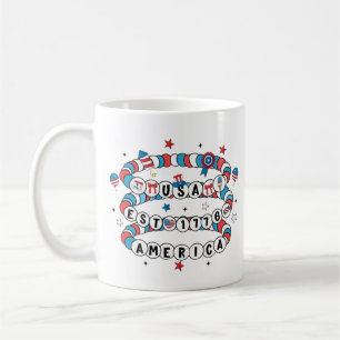 Caneca De Café EUA EST 1776 Beaded America Design