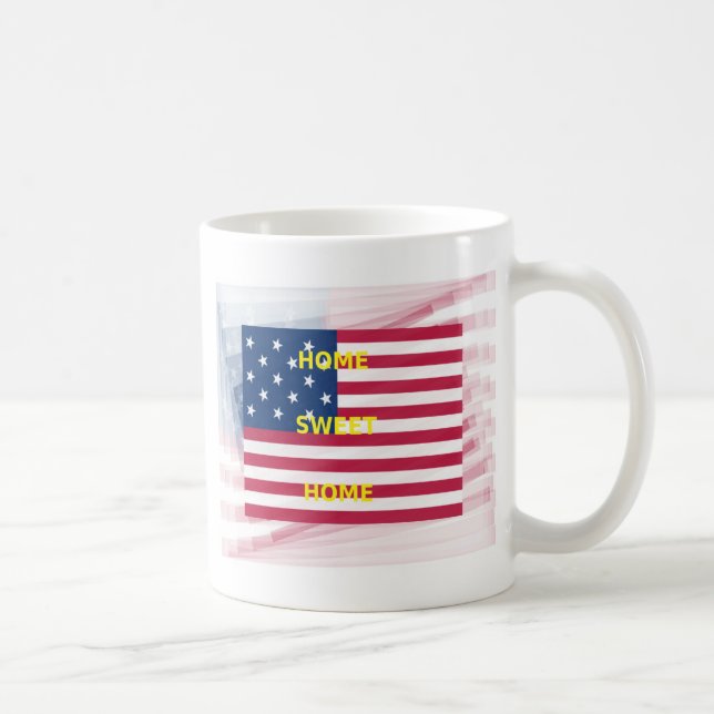 Caneca De Café EUA Flag "Home Sweet Home" Art Impressão (Direita)