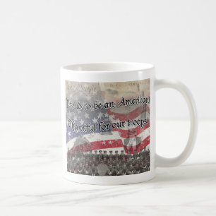 Caneca De Café EUA Heros Graças às nossas tropas! - aspecto de co