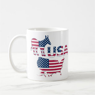 Caneca De Café EUA Mapa Bandeira Partido Democrático Donkey Polít