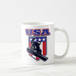 Caneca De Café EUA Snowboarders