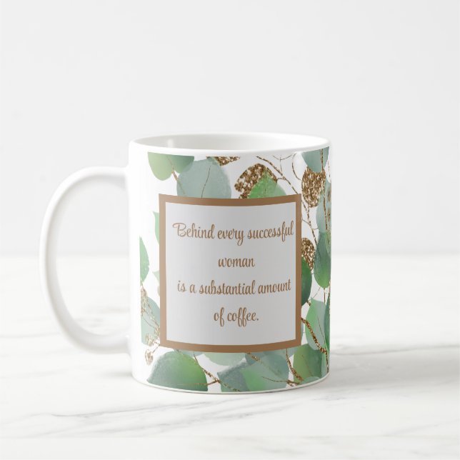 Caneca De Café Eucalipto Elegante E Presente Dourado De Café Mug (Esquerda)
