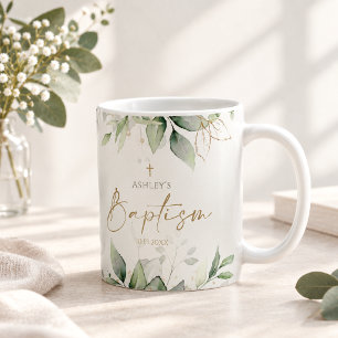Caneca De Café Eucalipto Verde Água-Forte Batismo
