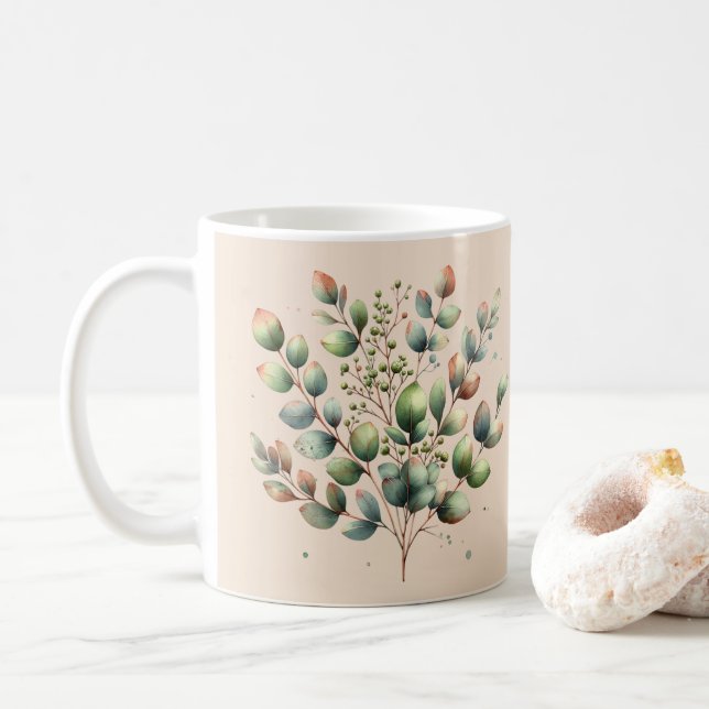 Caneca De Café Eucalyptus botânico creme (Com Donut)