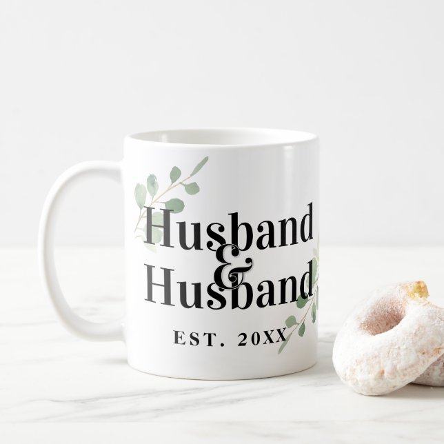 Caneca De Café Eucalyptus Husband & Husband Casamento gay (Com Donut)