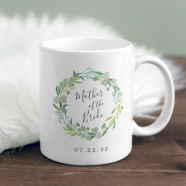 Caneca De Café Eucalyptus Wreath Mãe da Noiva (Criador carregado)