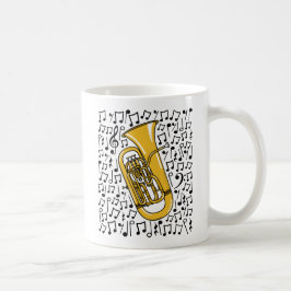 Caneca De Café Eufonio Com Notas Musicais, Músico De Bronze