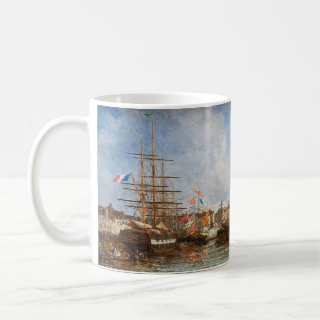 Caneca De Café Eugene Boudin - Festival no Porto de Honfleur (Esquerda)